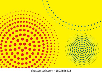 Primary colors background, blue, red, and yellow with round shape. Vector illustration.