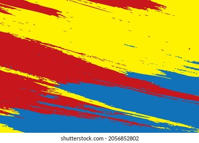 Primary colors background, blue, red, and yellow.Modern design colorful art with paint brush style Vector illustration.