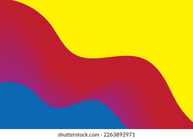 Primary colors background, blue, red, and yellow in geometric round shape. Vector illustration.