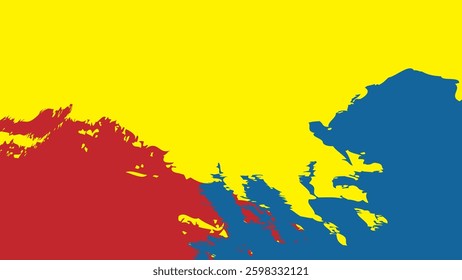 Primary colors background, blue, red, and yellow.Modern design colorful art with paint brush style. Vector illustration.