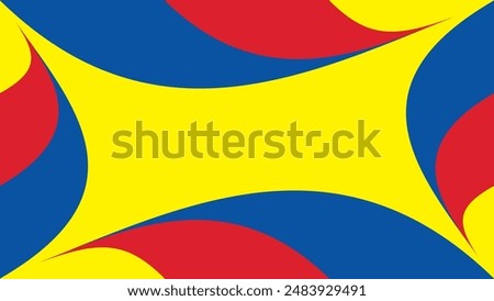 Primary colors background, blue, red, and yellow with round shape. Vector illustration.