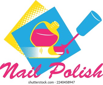 Primary colors pop art style nail art or nail polish vector illustration.
Suitable as nail beauty studio logo or decorative poster, also good for promotional use.