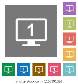 Primary display flat icons on simple color square backgrounds