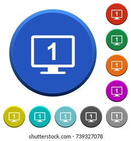 Primary display round color beveled buttons with smooth surfaces and flat white icons