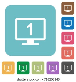 Primary display white flat icons on color rounded square backgrounds