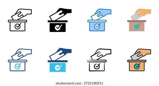 Primary Election icons set multiple style collection. Editable stroke 
