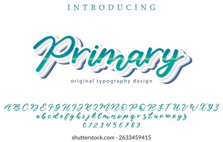 Primäre Schriftart Stilvoller Pinsel mit einem Großbuchstaben, Vektorbuchstaben, Alphabet, Schriftart