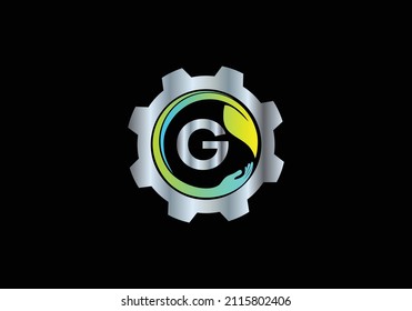 Primary G Gear Leaf Hand Monogram Vector Circles Font Emblem Alphabet Creative Work Logo