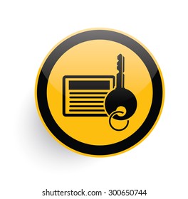 Primary key icon design on yellow button background,clean vector