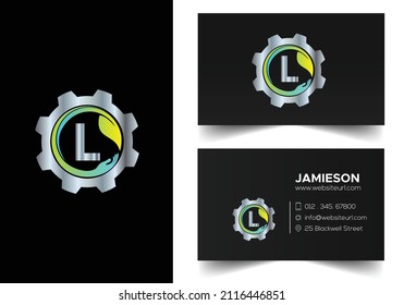 Primary L Gear Leaf Hand Monogram Vector Circles Font Emblem Alphabet Creative Work Logo