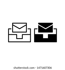 Primary mail icon. with outline and glyph style