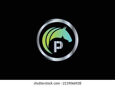 Primary P Circles Horse Shape Monogram Vector Font Emblem Alphabet Abstract Creative Work Logo