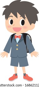 primary school or elementary school boy and school bag in Japanese