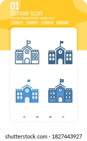 Primary school entrance premium icon isolated on white background. Vector design illustration college building, back to school symbol design template for public educational place and all project