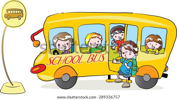 Primary School Kids School Bus Stock Vector (Royalty Free) 289336757 ...