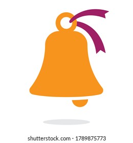 Primary school, public college September 1st door bell with bow. Isolated vector symbol of knowledge day, Christmas chime. 