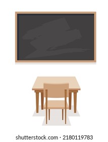 Primary school pupils sit at desk. Elementary education, children writing in copybook, raising hand to answer. Kids getting knowledge on lesson in class. Learning process vector illustration eps 10