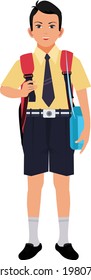 Primary school student in uniform front view 