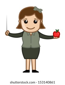 Primary School Teacher - Cartoon Business Vector Illustrations