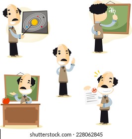 Primary and Secondary School Teacher Tutor set 1, vector illustration cartoon. 