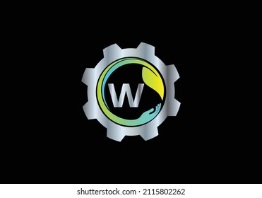 Primary W Gear Leaf Hand Monogram Vector Circles Font Emblem Alphabet Creative Work Logo