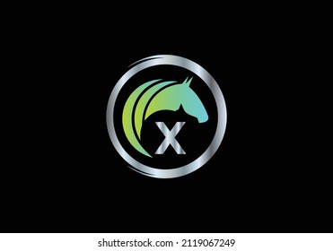 Primary X Circles Horse Shape Monogram Vector Font Emblem Alphabet Abstract Creative Work Logo