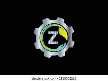 Círculos vectores primarios de hojas de engranaje Z Monograma tipografía Emblema alfabético Logotipo de trabajo creativo