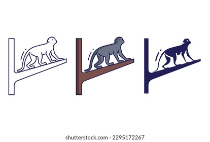 Primates line and solid illustration icon