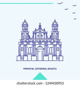 PRIMATIAL CATHEDRAL BOGOTA skyline vector illustration