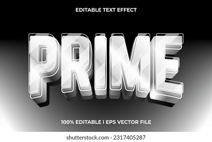 Efecto de texto Prime 3d y texto editable, estilo 3d de plantilla utilizado para el título plateado