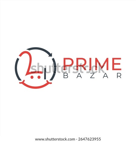 Prime Bazar Logo Design A Circular Arrow Surrounding A Stylized Red Two With The Company Name Beside The Icon