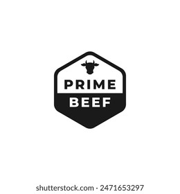 Estampilla o Vector de etiqueta Prime beef aislado en estilo plano. Mejor logotipo de carne de vacuno de primera calidad para el elemento de diseño de embalaje de productos. Elegante logotipo de carne de vacuno de primera calidad para el elemento de diseño de embalaje.