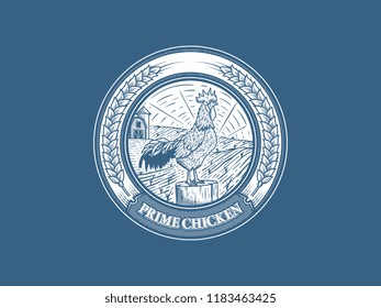 Prime chicken badge number 2 is a modern vector illustration about quality food