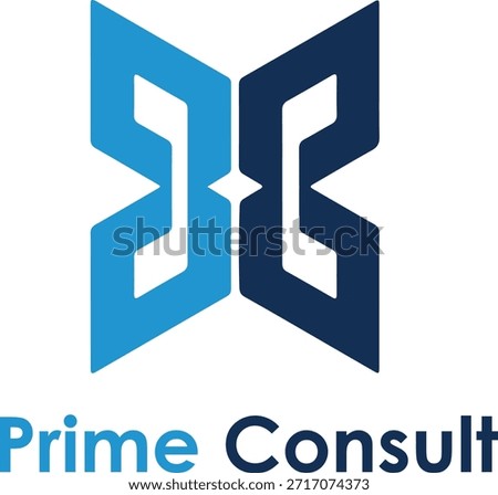 Prime consult logo featuring a modern blue geometric design on a clean white background