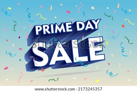 Prime day sale Banner with flying confetti pieces and typography and extrude effect. Sale background. Stockfoto © 