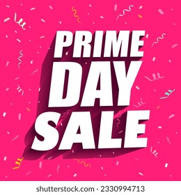 Prime day sale banner with shades of pink and colorful flying confetti