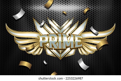 Prime Esport Team Logo 3d Text Effect with Winged Emblem