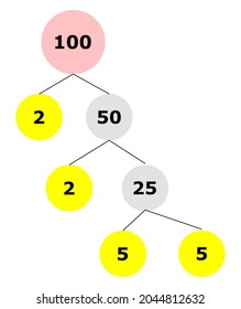 Prime Factorization Of 100 Using Factor Tree Method