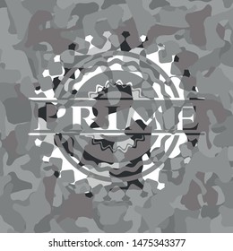 Prime grey camouflage emblem. Vector Illustration.