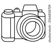 Prime Lens flat vector line art illustration white background 