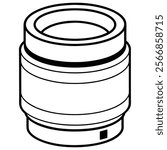 Prime Lens flat vector line art illustration white background 