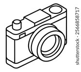 Prime Lens flat vector line art illustration white background 