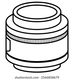 Prime Lens flat vector line art illustration white background 
