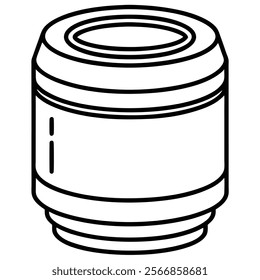 Prime Lens flat vector line art illustration white background 