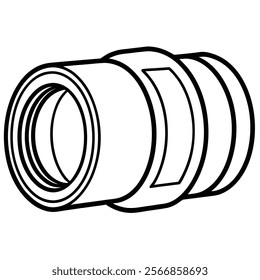 Prime Lens flat vector line art illustration white background 