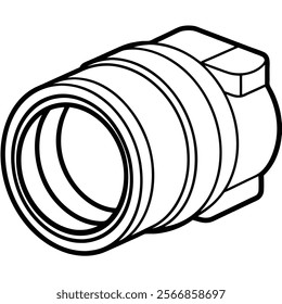 Prime Lens flat vector line art illustration white background 