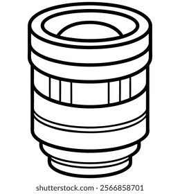 Prime Lens flat vector line art illustration white background 