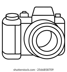 Prime Lens flat vector line art illustration white background 