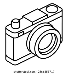 Prime Lens flat vector line art illustration white background 