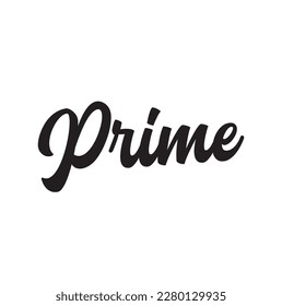 Prime. Lettering brush calligraphy. typography design. Hand written type. Simple vector sign. Vector illustration.